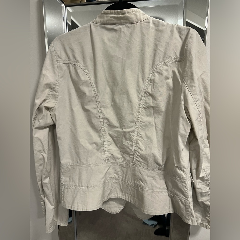 INC beige light zip up jacket with military style buttons - Picture 4 of 5